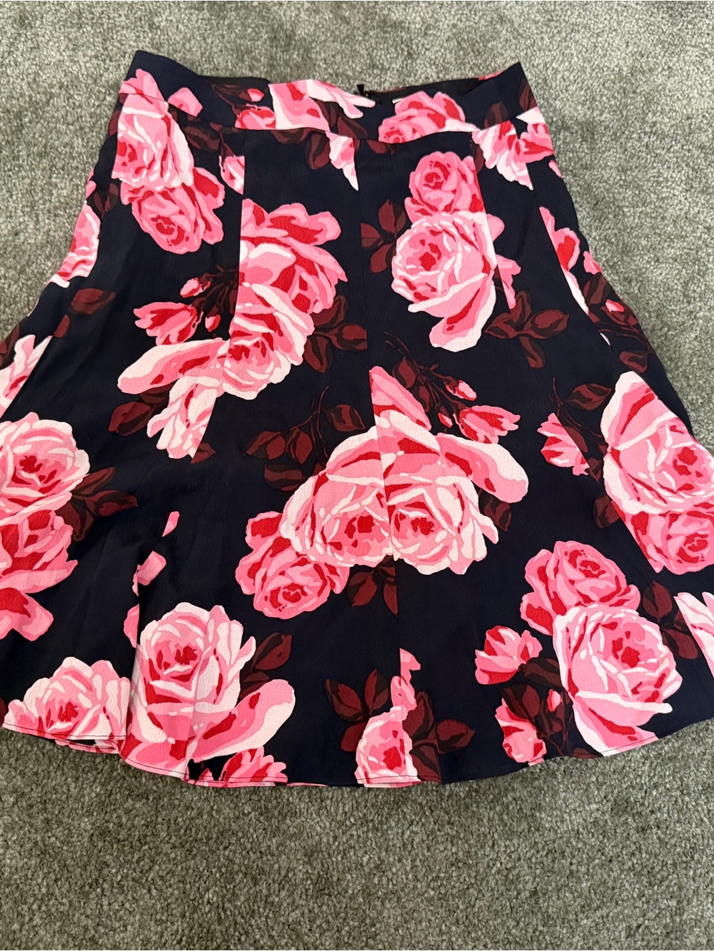 kate spade Black Skater Skirt with Pink Rose Print